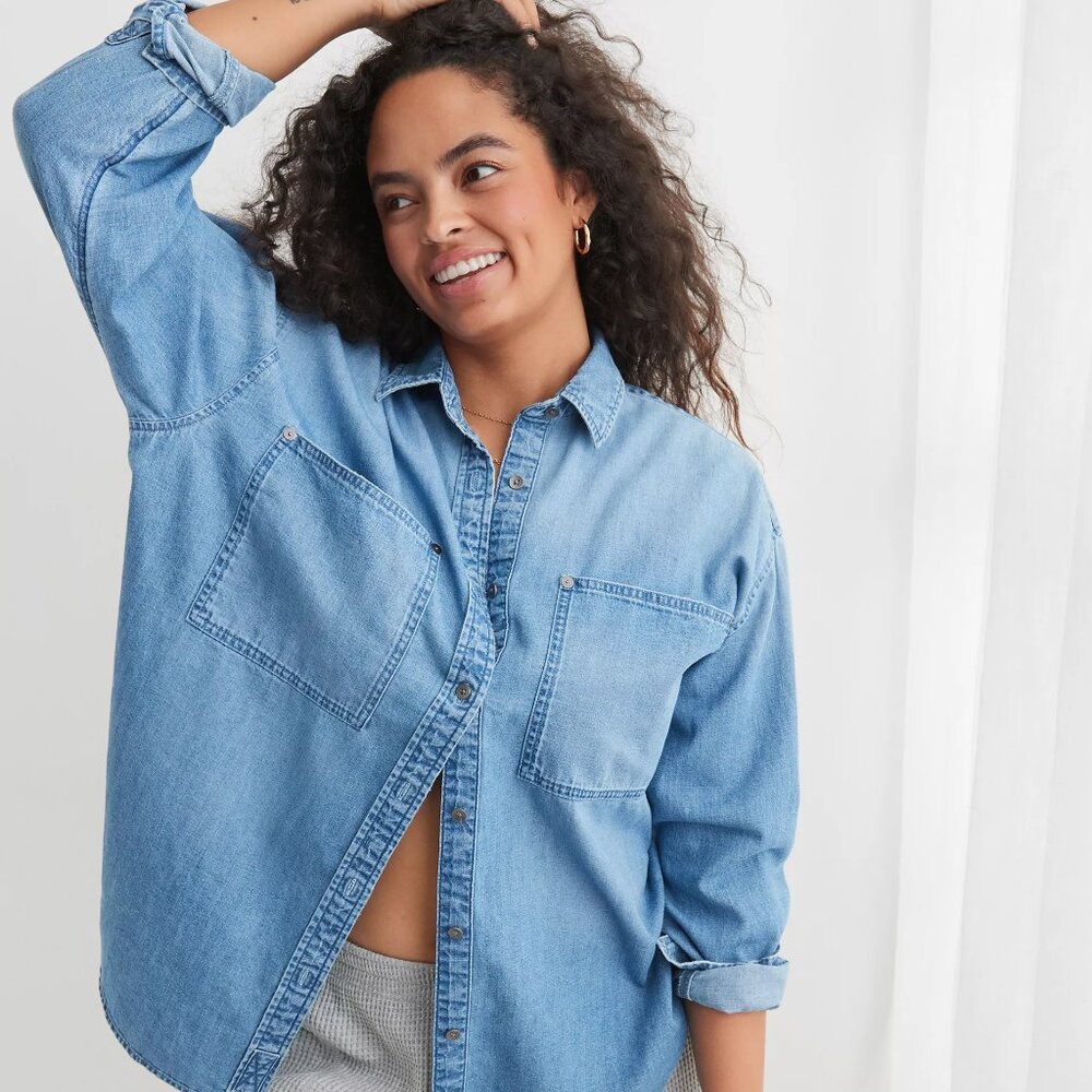 Aerie (American Eagle) Soft Denim Shacket | Size Small, Medium Wash